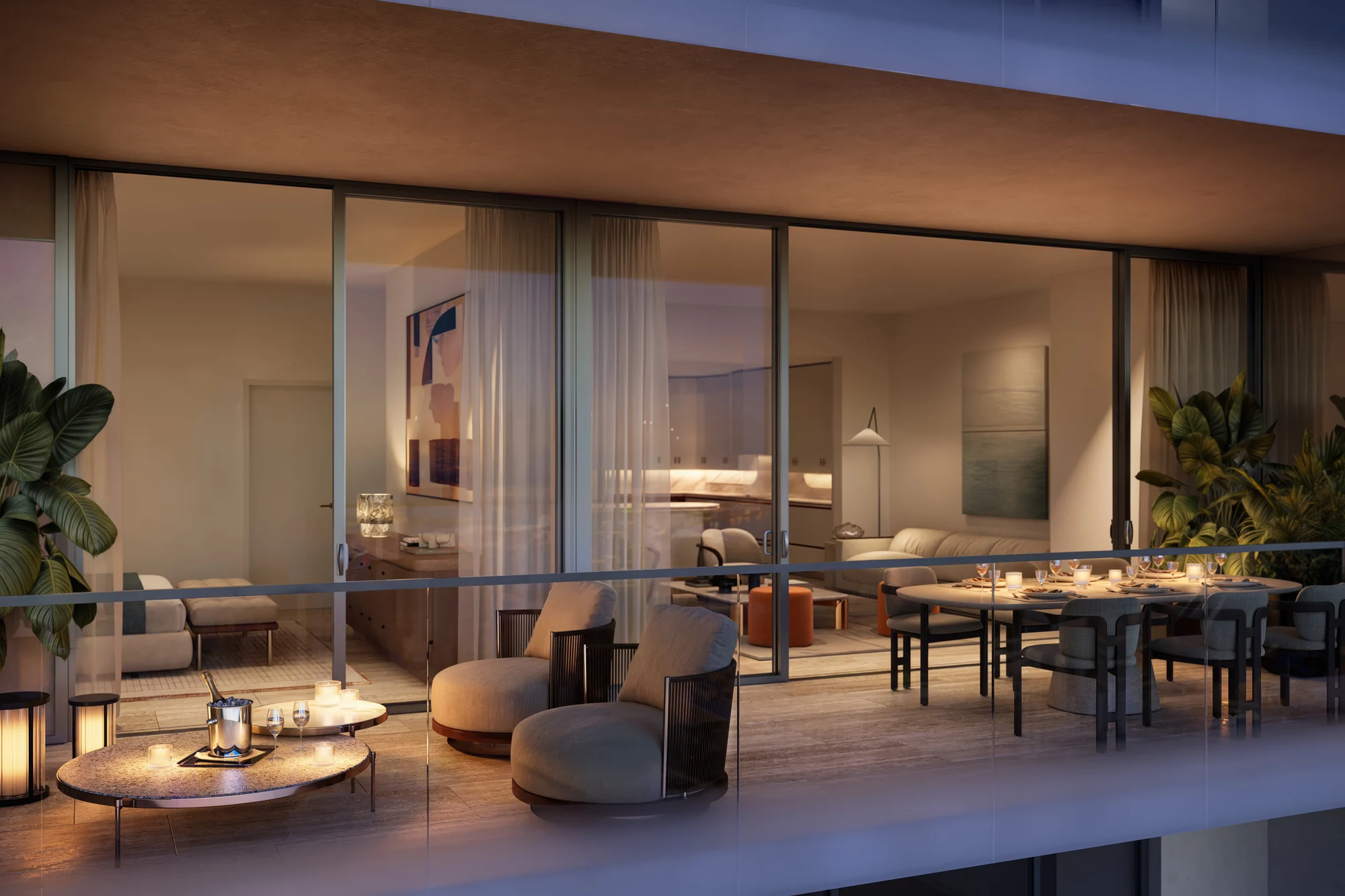 Artist rendering of a Faena residence living room