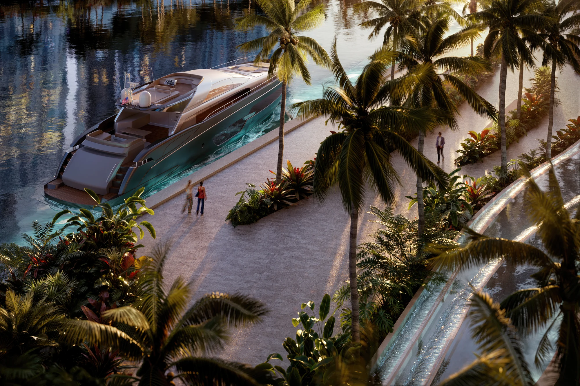 Artist rendering of the landscaped Faena riverwalk